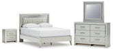 Best Deals Furniture - Ashley Furniture - Zyniden Queen Upholstered Panel Bed, Dresser, Mirror and Nightstand - Queen Upholstered Panel Bed, Dresser, Mirror and Nightstand - B2114B7